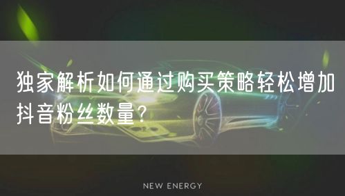 独家解析如何通过购买策略轻松增加抖音粉丝数量？